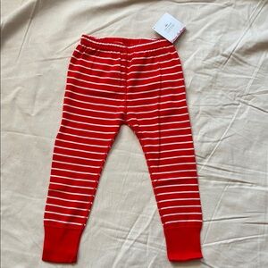 Hanna Andersson Red and White Striped Leggings pants soft cotton 3T